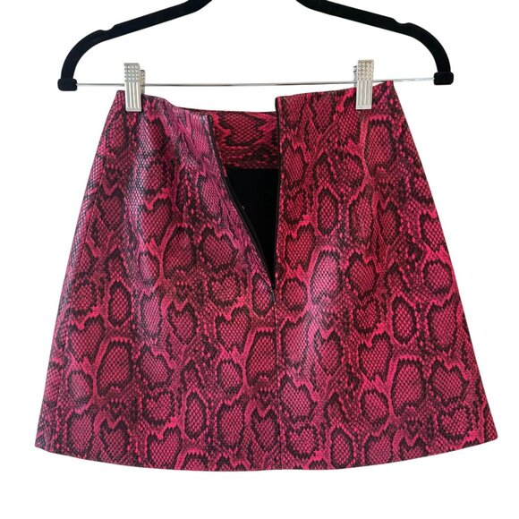 Miscreants USv Size 4 Pink Leather Snake Print A-Line Mini Skirt - Picture 6 of 6